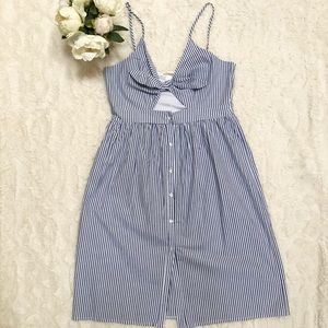 White and Blue Stripe Button Down Dress